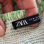 ZARA  | Green Floral Smocked Belted Mini Dress Sz M Photo 7