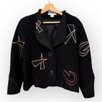 VTG MaryLou Ozbolt Storer Abstract Art Wool Jacket Size Small Black Photo 2