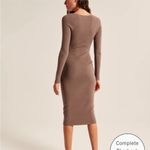 Abercrombie & Fitch NWT Abercrombie Cutout Midi Ribbed Sweater Dress in Taupe - Size XL Photo 1