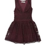 Abercrombie & Fitch Lace Crochet V-Neck Skater Dress Burgundy Mini Dark Romantic Photo 5