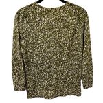 Garnet Hill NEW Signature Eco Merino Cardigan Sweater S Green Leopard Photo 4