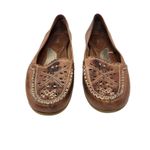 Thom McAn Floral Print Leather Slip On Loafers Shoes Round Toe Red Size 8.5 Photo 3