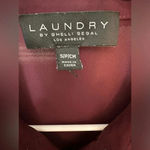 Laundry by Shelli Segal Burgundy Blouse Boucle Trim Long Sleeve Sheer Photo 4