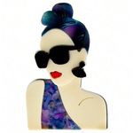 Beautiful Girl Brooch / Scarf Pin #115 Purple Photo 1