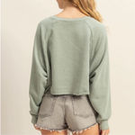 Double Zero  Dusty Indigo Blue Laid Back Crop Sweatshirt Photo 3