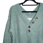 Maurice's Teal Green Button V-neck Knit Henley Sweater Photo 2