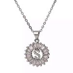 Silver Initial Crystal Pendant Necklace A Photo 0