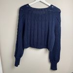 Free People  Womens Sandre Navy Knit Long Sleeve Pullover Sweater Size Small Photo 5