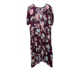Torrid Burgundy Red Floral Challis Button Up Midi Shirt Dress Pockets Size 2X Photo 4