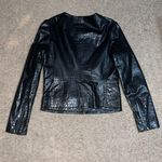 J Brand Croc Embossed Lamb Leather Moto Jacket Black Small Photo 8