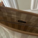 Eddie Bauer  striped canvas tote purse bag leather straps Photo 3