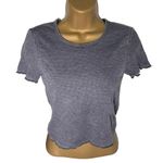 American Eagle Textured Crop Top Tee Lettuce Hem Gray S Photo 0