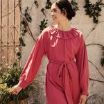 πDOENπ Everest Dress ~ Camilia Long Sleeve 100% Silk Cottagecore Small S NWT Pink Photo 1