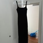 Bershka Square Neck Bodycon Midaxi Dress in Black Photo 2