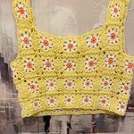 Altar'd State  Yellow Floral Crochet Crop Top Photo 2