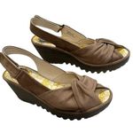 Fly London Yates Taupe Nubuck Wedge Sandal, Sz 39 Photo 0