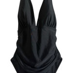 DKNY  Women's Large Swimsuit One Piece Tummy Control Halter Neckline Black NEW Photo 0