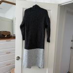 EXPRESS Grey Colorblock Chunky Knit Longline Open Oversized Cardigan Coat XSmall Photo 4