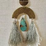 Lucky Brand  grey tassel Jasper long pendant arch necklace Photo 6