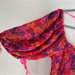 Free People  Back On Top Hot Pink Floral Print Smocked Puff Sleeve Medium Photo 3