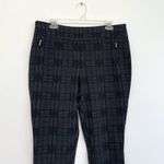 Ivanka Trump  Slim Ankle Pant Dark Gray Black Navy Plaid Ponte Pull On Crop Work Photo 1