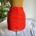 Neon orange shirred ruffle mesh mini skirt Size L Photo 0
