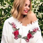 NWT Rose White Fringe Sweater Red Size L Photo 0