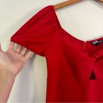 Crystal Doll  Red Cap Sleeve Mini Dress Wedding Guest Large Cut Out Photo 3