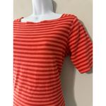 LLBean Women Striped Boat Neck Short Sleeve Top Coral Red Size M REG Size M Photo 1