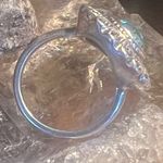 Silver Statement Ring Aquamarine Stone Round CZ Circled Setting EUC Sz 4 Photo 1