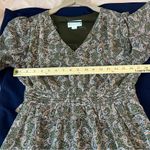 Love Riche  Chiffon Olive Paisley Ruffle Long Sleeve‎ Peasant Tiered Maxi Dress M Photo 13