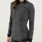 Lululemon Base Runner Half Zip Pullover Long Sleeve Top Black and White Stripes Photo 4