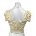 Free People  We The Free Yellow Ribbed Knit Short Sleeve Button Up Crop Top Sz XS Photo 1