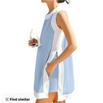 Elegant Blue and White Sleeveless Short Set Size L Photo 2