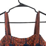 Girls From Savoy Navy Blue & Orange Floral Ruched Layered Dress Women Sz S Photo 6