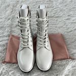 Stuart Weitzman Laine Pearl Leather Combat boots in shite size 8.5 B Photo 5