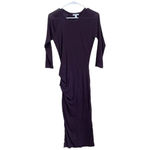 James Perse  Fig Purple Brown Cotton Midi Dress Ruched Scoop Neck Size 1 US Small Photo 1