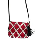 Brighton Love Dove Crossbody Bag Canvas Bird Holiday Purse Red White Tassel Photo 1