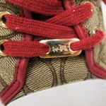 Coach  Empire Outline Canvas Sneakers - Tan & Red Photo 5