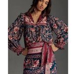 Farm Rio 💕💕 Teal Ainika Charm Long Sleeve Blouse Tropical Floral Print XS NWOT Photo 1