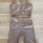 Muses Only Corset Inspired Seam Detail V Neck Bra and Shorts in Burnt Caramel Photo 0