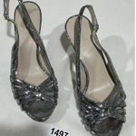 Nine West Womans 9.5 M Jakanna Silver Open toe Sling Back High Heel Sandals Photo 0