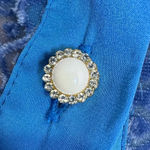 Y2K Meritt Velvet Burnout Satin Button Up Top Small Paisley Blue Long Sleeve VTG Photo 1