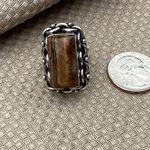 LG TIGERS EYE GEMSTONE RING STERLING SILVER OVERLAY 925 Size 8 Photo 7