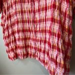 Plaid smocked button up 4x colorful top blouse ruffle feminine gingham cute Pink Photo 5