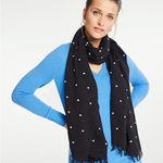 Ann Taylor Euc  embroidered dot tassel scarf Photo 0