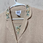 Vintage Teddi Cardigan Sweater Embroidered Cottagecore Grandma womens sz L Size L Photo 1