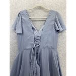 Lavetir Women's Formal Blue Short Sleeve Sheer Flutter Tie Back Size 16 Chiffon Photo 9