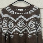 Francesca's  Marilyn Fairisle Pullover Brown Sweater size M Photo 6