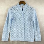 Vintage Montgomery Ward Womens 60s 70s Crochet Cardigan Japan Coquette Cottage Blue Photo 0
